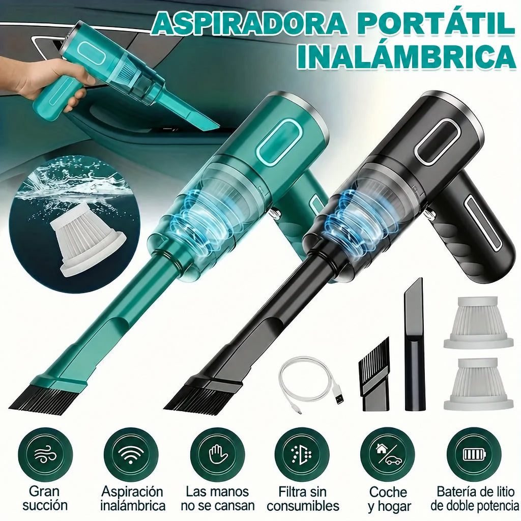 Aspirador Inalámbrico Potente para Coche - Portátil 2 en 1 Casa y Coche