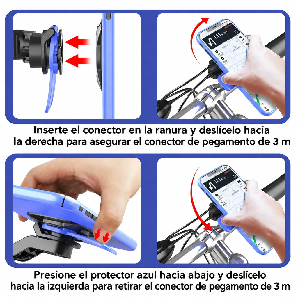 Soporte para Móvil, Moto y Bici 360° Universal - Antivibración y Desmontable
