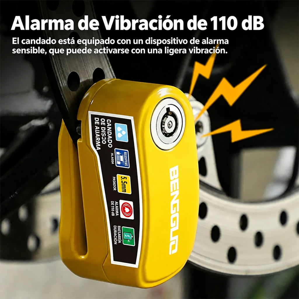 Candado Para Disco de Moto con Alarma 110dB - Antirrobo Impermeable Aluminio